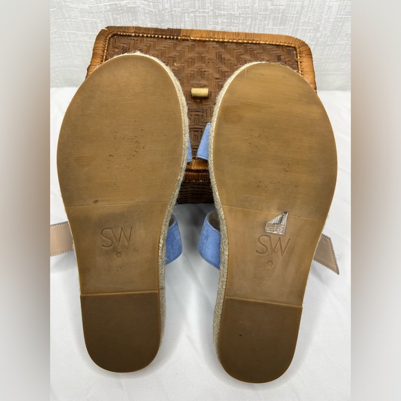 STUART WEITZMAN BLUE STRAPPY SLIP ON SANDALS - Picture 5 of 5